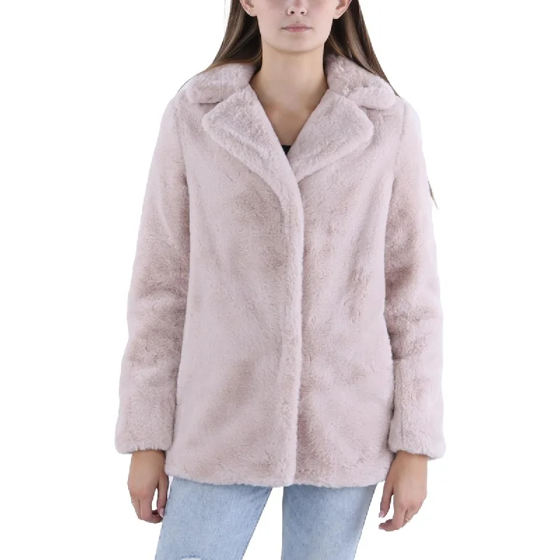 Womens Faux Fur Long Sleeve Overcoat