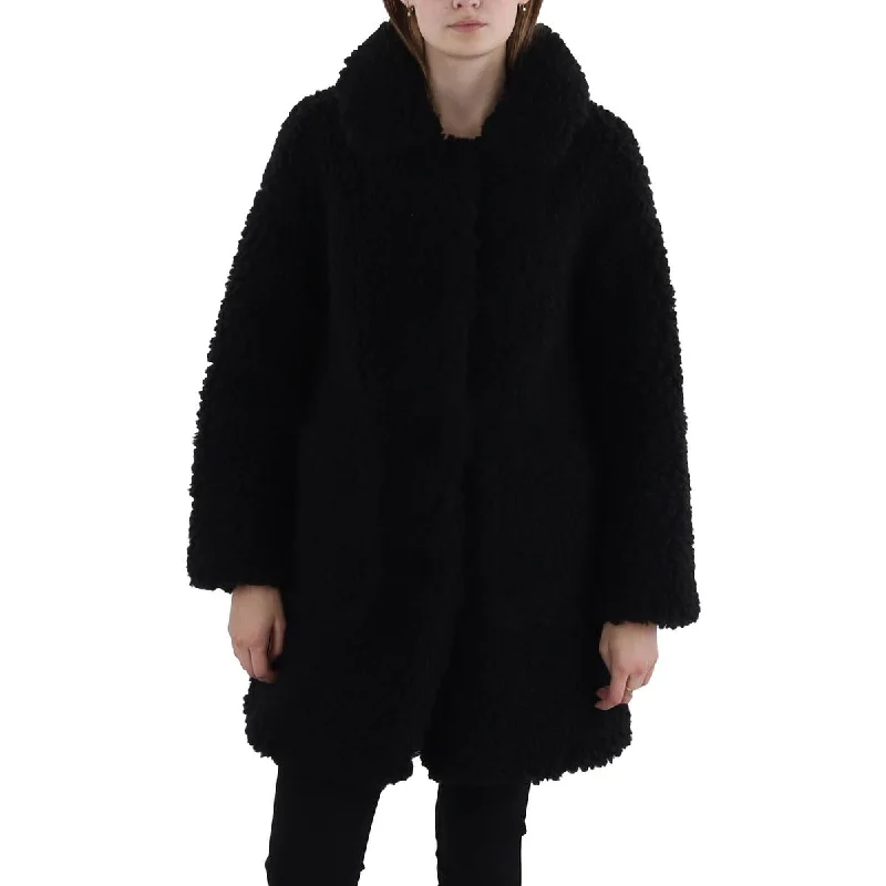 Womens Sherpa Long Sleeves Faux Fur Coat