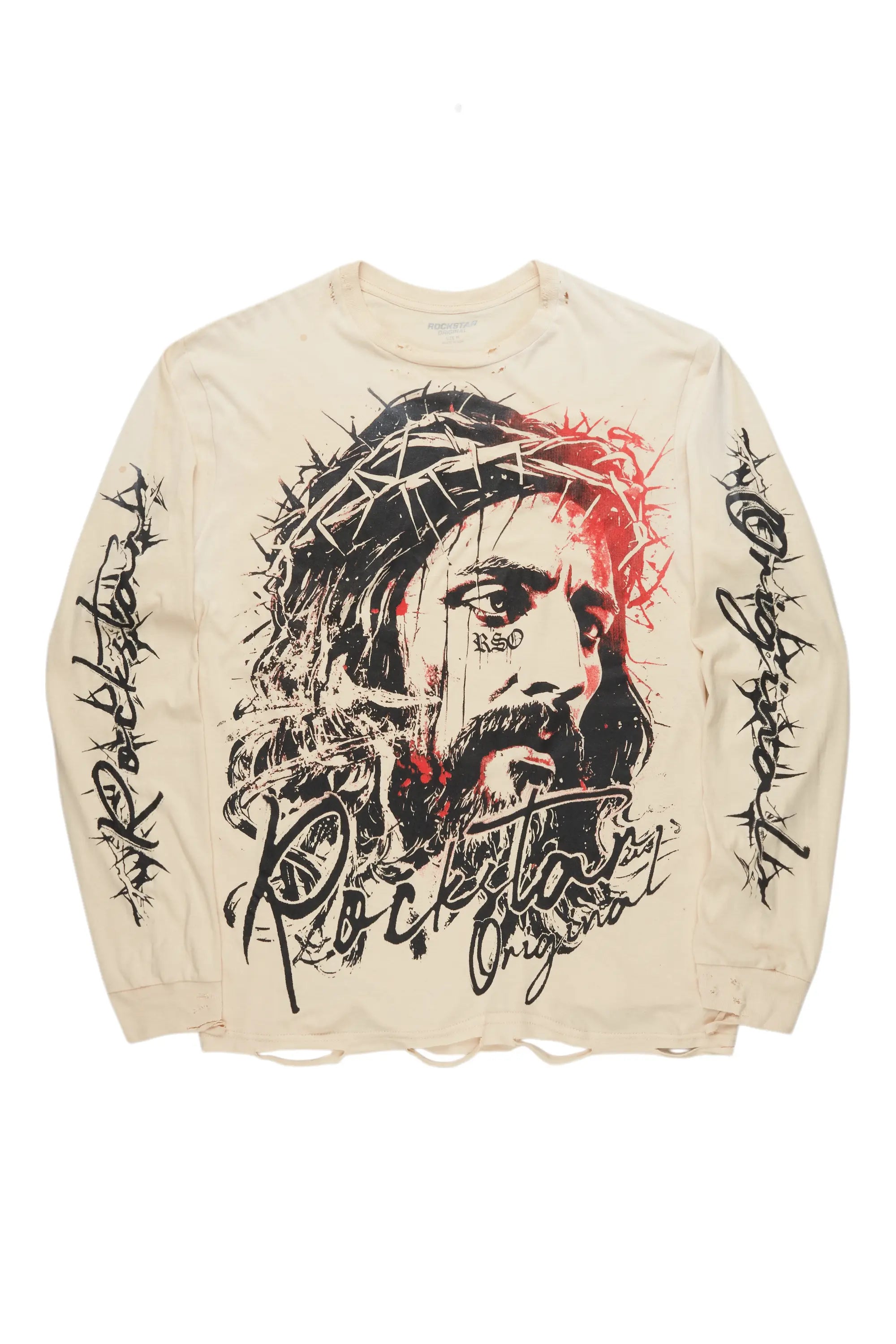 Bedros Beige Long Sleeve Graphic T-Shirt