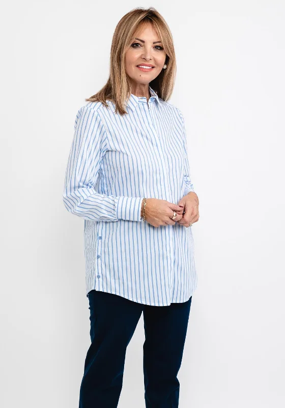 Bianca Anina Striped Shirt, White & Blue