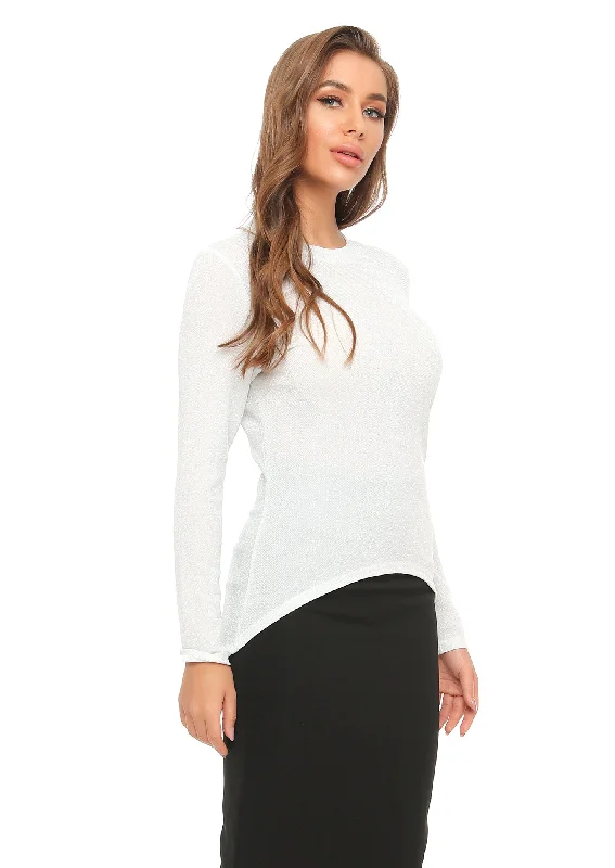 High & Low Shimmering Long Sleeve T Shirt