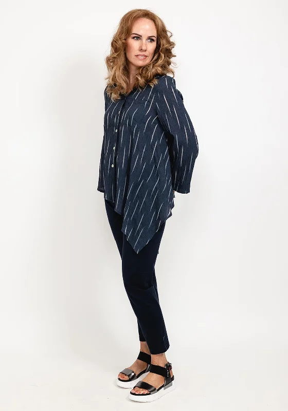 Inco Asymmetric Hem Texture Shirt, Navy