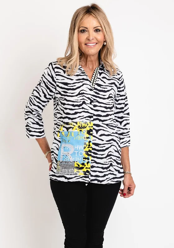 Just White Zebra Print Shirt, Black & White