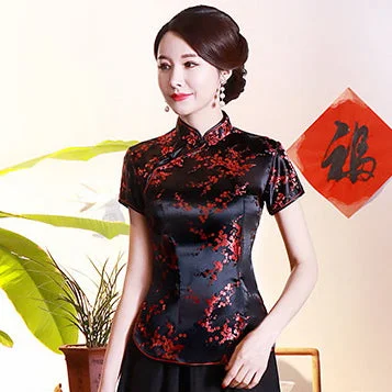 Mandarin Collar Floral Brocade Chinese Shirt