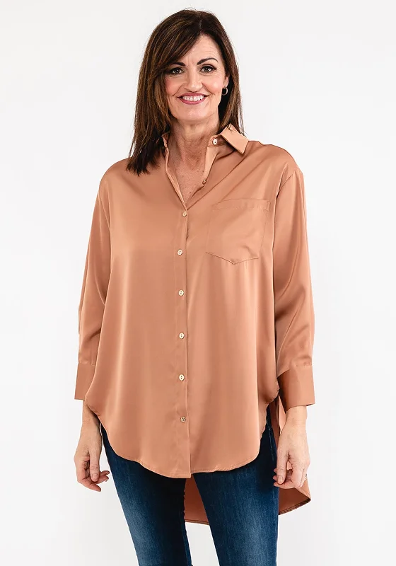 Seventy1 Oversize Satin Shirt, Tan