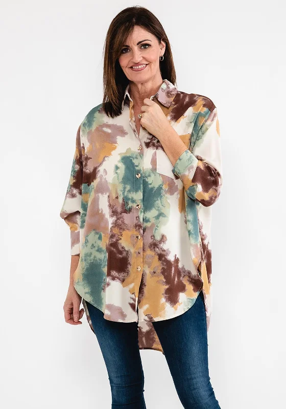 Seventy1 Oversize Abstract Print Shirt, Brown Multi