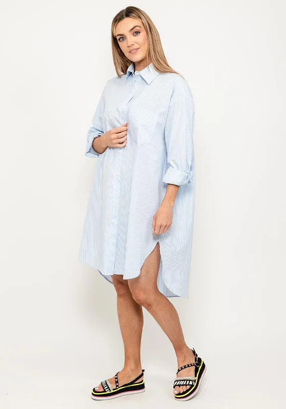 Seventy1 One Size Oversize Long Pinstripe Shirt, Blue & White