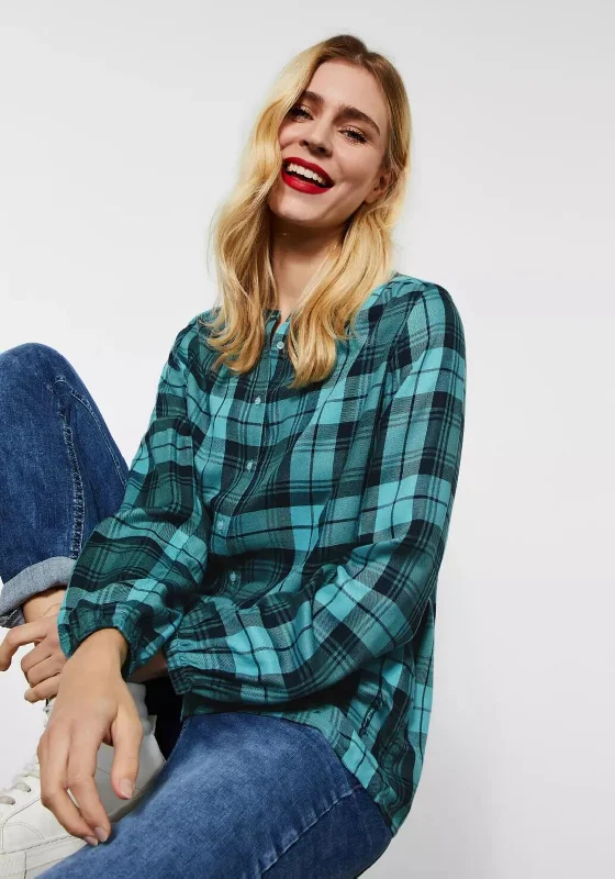 Street One Round Neck Check Shirt, Funky Jade