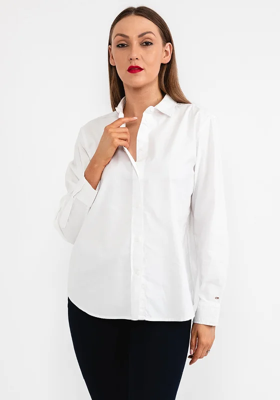 Tommy Hilfiger Womens Oxford Relaxed Shirt, Ecru