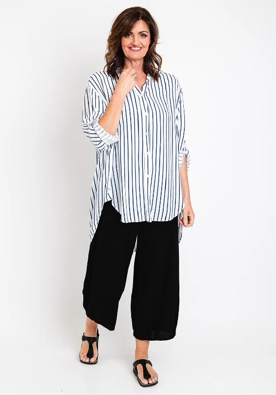 The Serafina Collection One Size Stripe Print Shirt, Navy