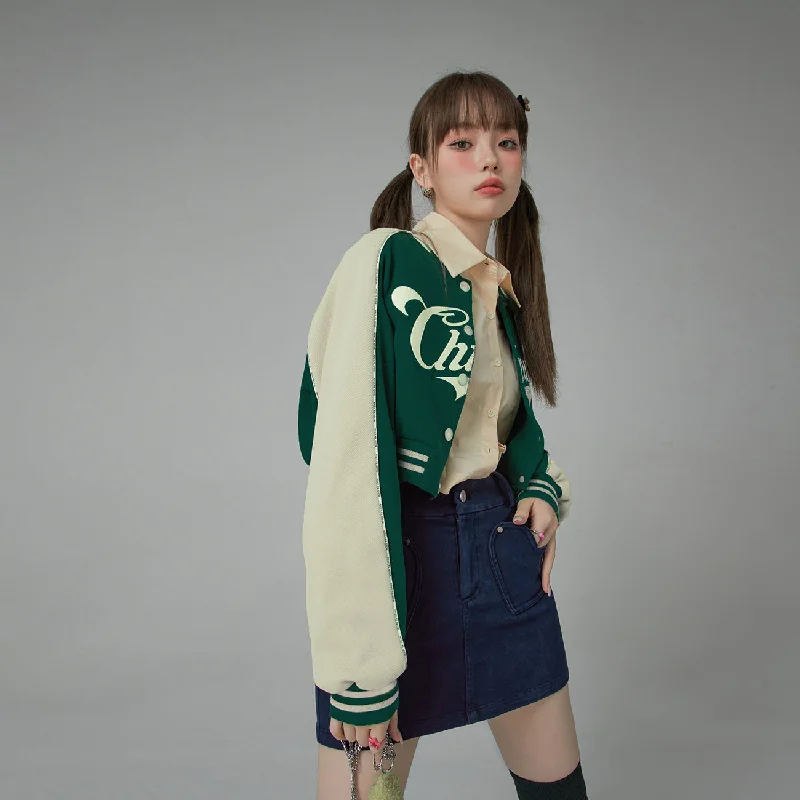 Joining Forces Crop Baseball Jacket